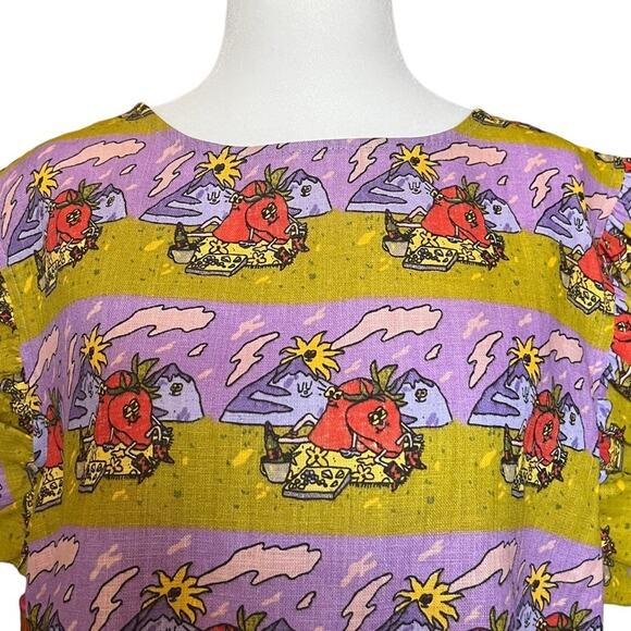 Nooworks The Ruffle 100% Linen Top In Jammin Size 2X - Picture 7 of 11